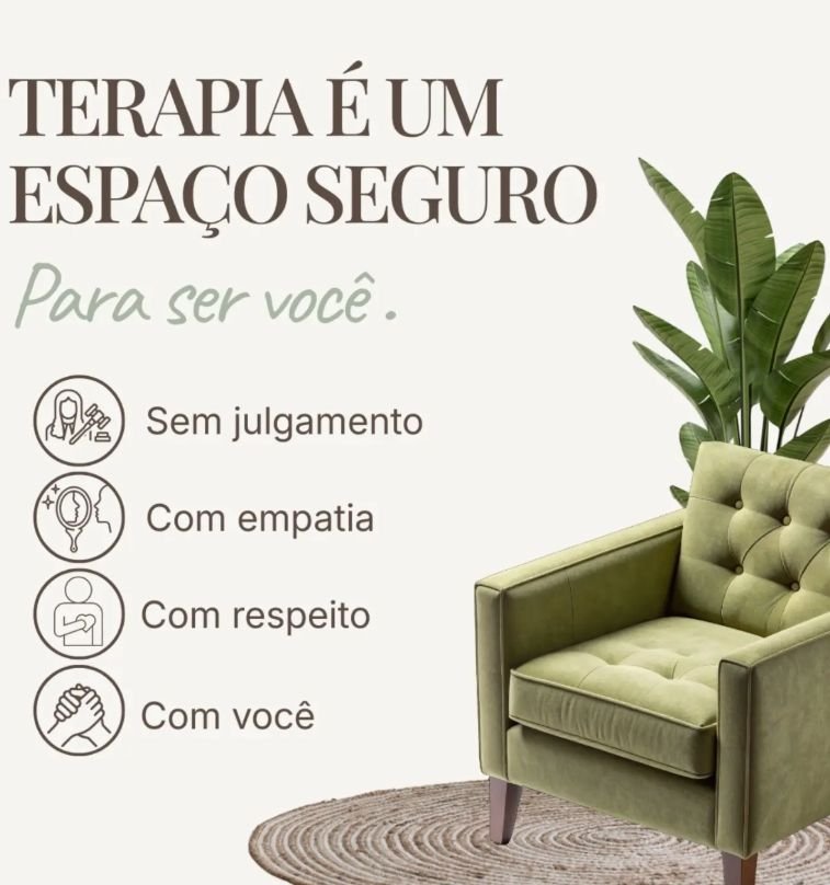 Post do Instagram: Terapia é um espaço seguro para ser você — sem julgamento, com empatia, com respeito, com você.
